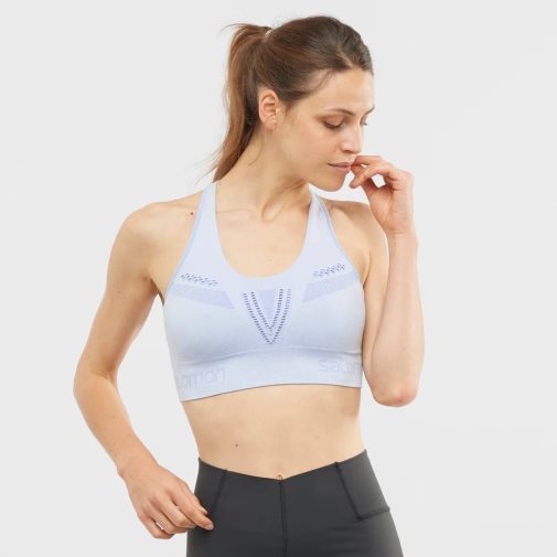 Light Blue Salomon Essential Move On Seamless Women's Run Bras | PH 12760H